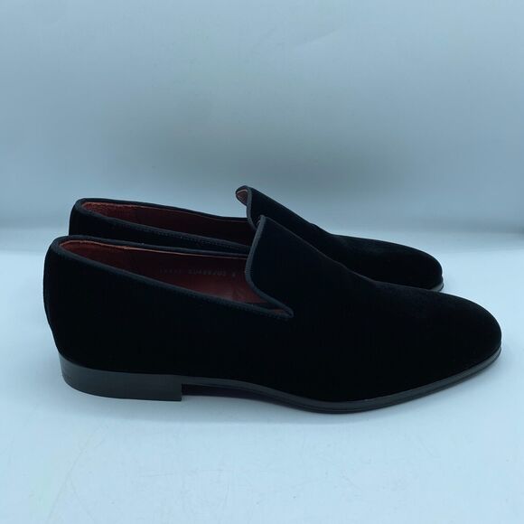 Magnanni Dorio Black Velvet Loafers Mens US 8 EU 40.5 Slip On Classic NWOB